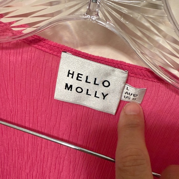 Hello Molly Women’s Berry Pie Mini Tie-Front Dress with Bottom Ruffles / Size L - Picture 6 of 10